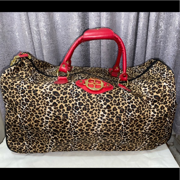 Cheetah Print Iman Rolling Duffle Bag 